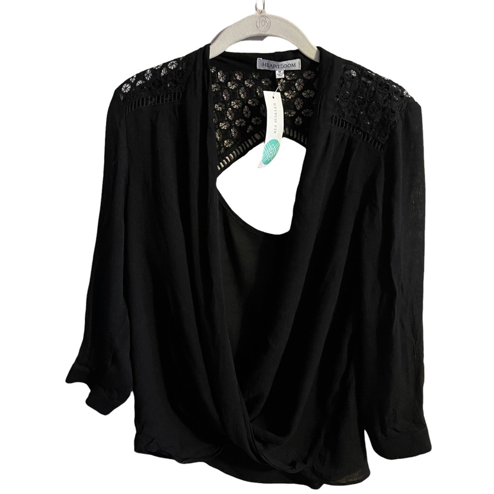 Heartloom Stitch Fix Candi Cross Front Top M Black NWT